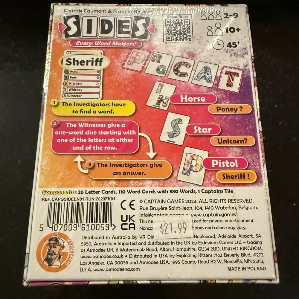 NWT Sides Board Game Ages 10+